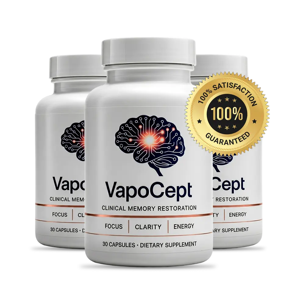 Three bottles of VapoCept with a 60-day guarantee seal